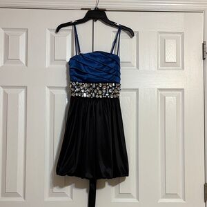 Speechless Juniors Blue and Black Dress with Sequins Size: 1